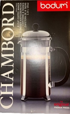 NEW BODUM CHAMBORD FRENCH PRESS 8 CUP RED COFFEE MAKER MADE IN PORTUGAL OPEN BOX