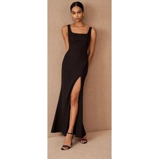 BHLDN 8 Adena Black Square Neckline Maxi Dress
