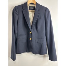 J Crew Schoolboy Blazer Navy Blue Wool Gold Crest Buttons Womens Size 2T Preppy