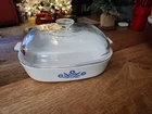 Corning Ware "Blue Cornflower" (P-16-B) 11” Casserole Dish Pyrex Lid (A12C) VTG
