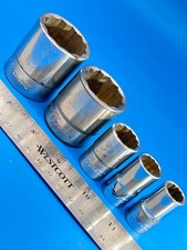 Snap-on Tools Socket Set 1/2” Dr 1/2” to 1-1/4” 12 Point 5 Pieces USA B-12