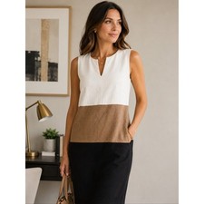 Talbots Colorblock Sheath Dress Black Tan White Career Workwear Preppy Classic 2