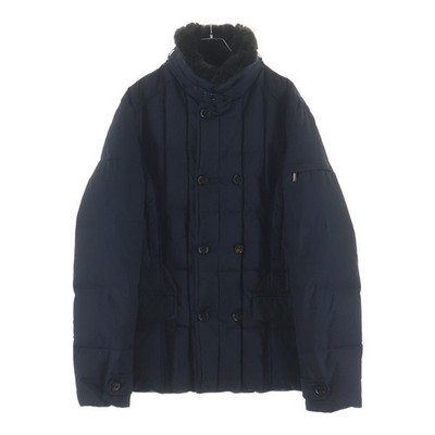 Size M MOORER SIRO-KM2 Fur Stand Collar Double Breasted puffer Jacket Navy 48