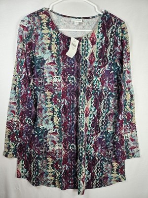 Pure Jill Sz MED Pima Cotton Long Sleeve Tunic Timeless Durable Quality Artsy