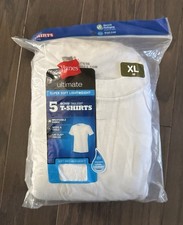 Hanes t shirts boys extra large Ultimate Tagless Crew Neck 5-Pack White NWT