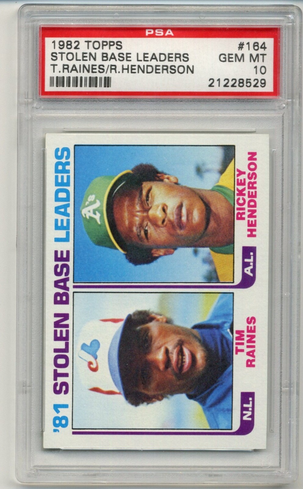 1982 Topps TOPPS T.RAINES/R.HENDERSON #164 Stolen Base Leaders front