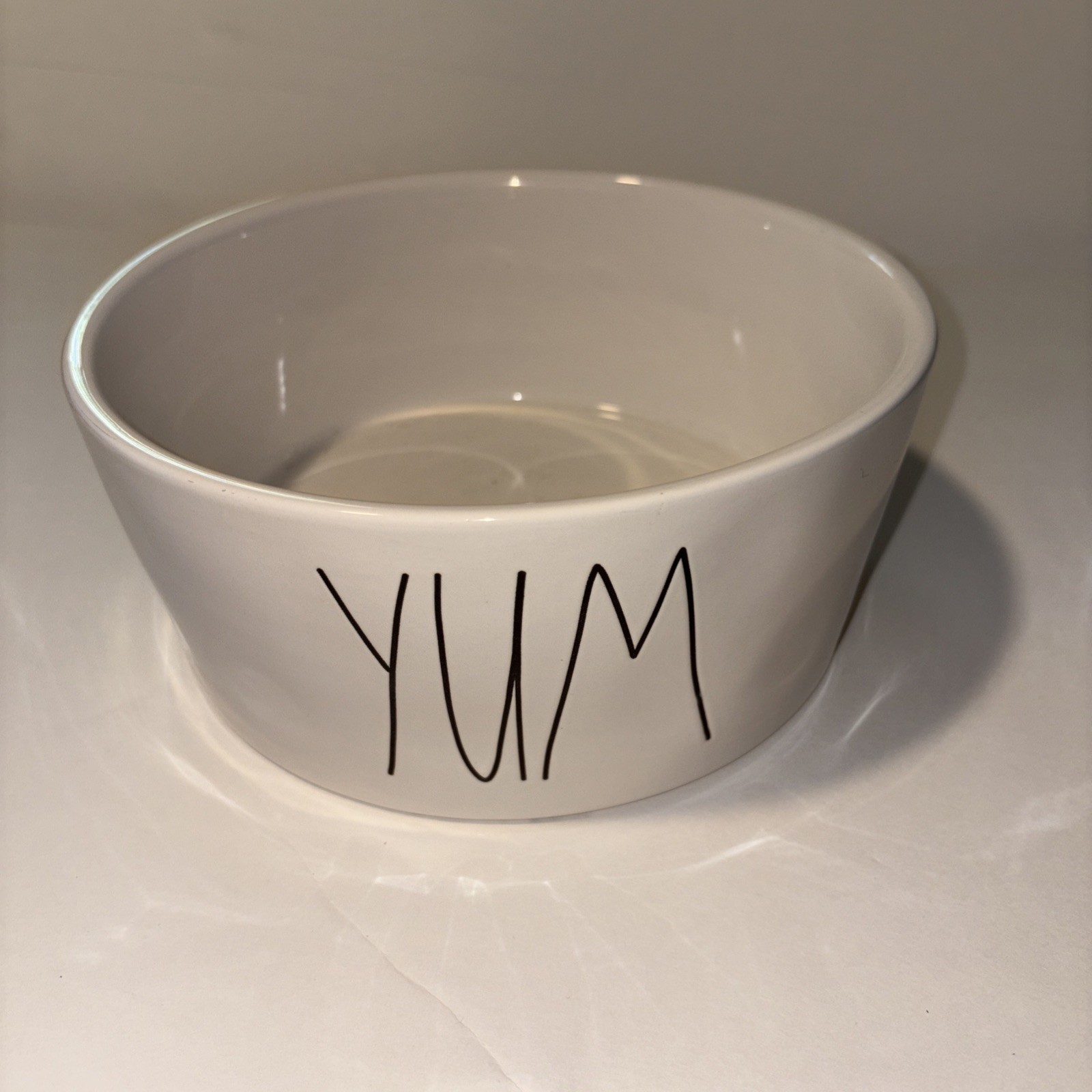 Water Dish Bowl White Ceramic Black Letters New