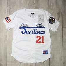 Ebbets Field Flannels Santurce Roberto Clemente #21 White Baseball Jersey M