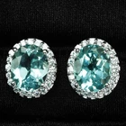 925 Sterling Silver White Gold Earrings Charming Arctic Blue Aquamarine 4.60Ct