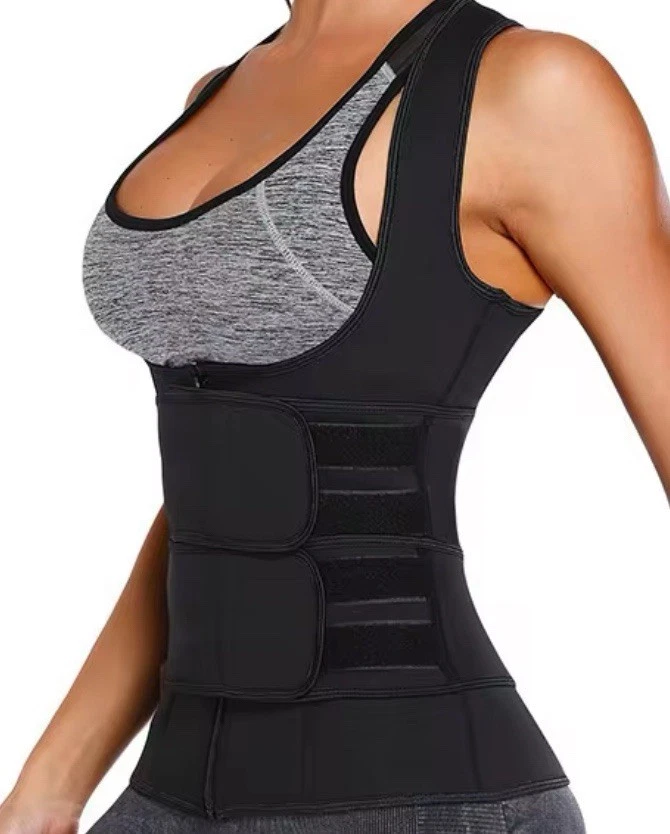 Женская компрессионная рубашка, корректирующий фигуру, тренажер на молнии для сауны на талии (хорошее качество) - Изображение 3 из 4