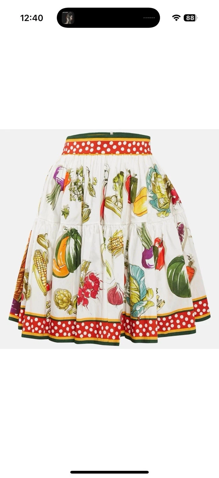 Dolce Gabbana — Dolce & Gabbana White Vegetable Print Tiered Mini Skirt