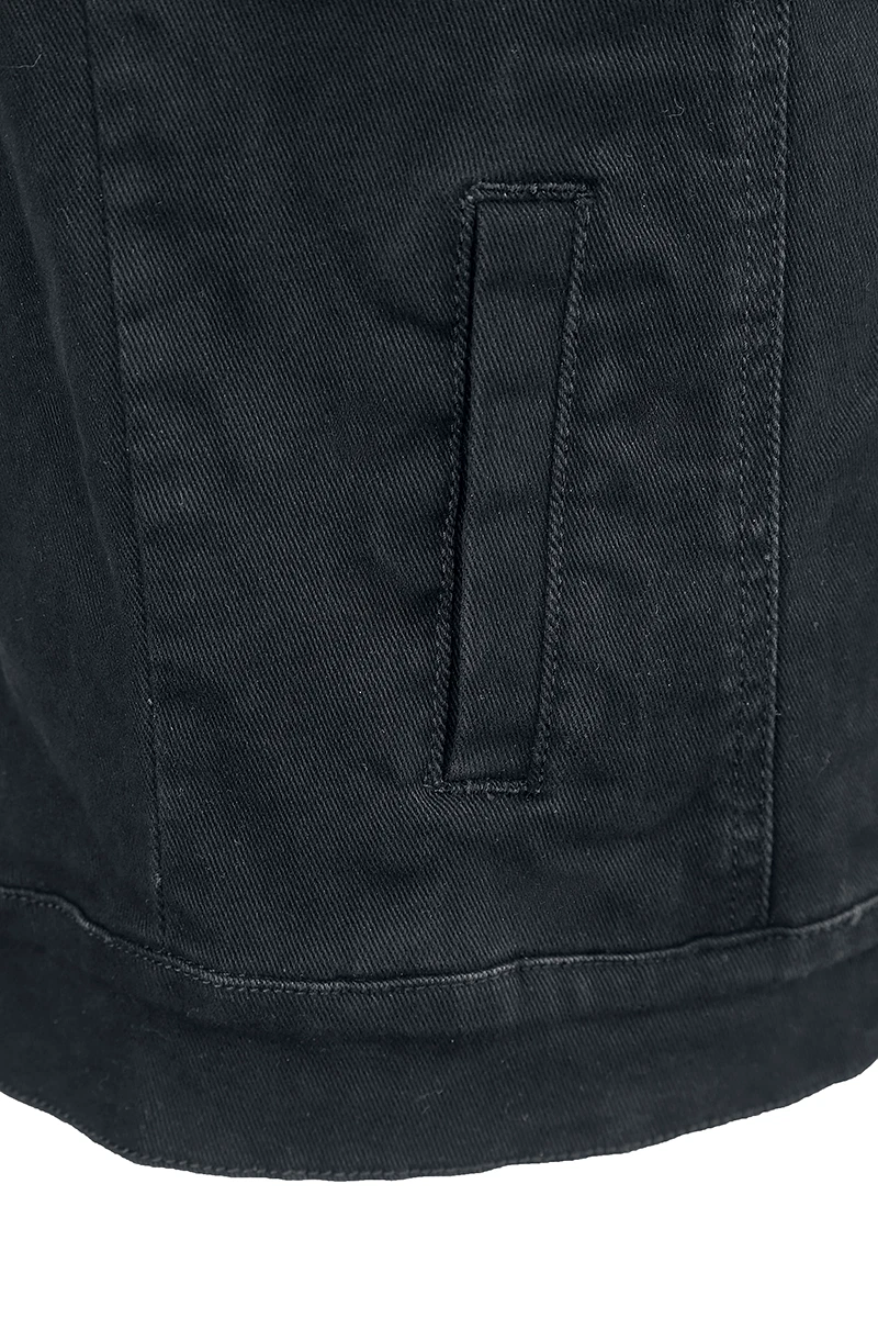Black Premium by EMP Damen schwarze ärmellose Jeansweste mit Hemdkragen L