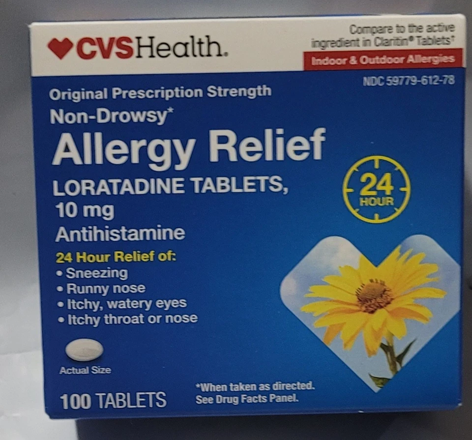 CVS HEALTH ALIVIO DE ALERGIAS LORATADINA 10mg - 100 COMPRIMIDOS CADA UNO - CADUCIDAD 05/2026 Foto 2 de 4
