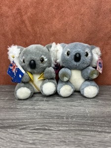 Australia United Koala Bear Holding Australian Flag Toy Gray Plush Stuffed 5"