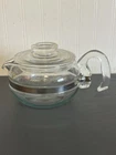 PYREX Flameware 8336 Stovetop Teapot & Lid 6 Cup Clear Glass Kettle Vtg USA