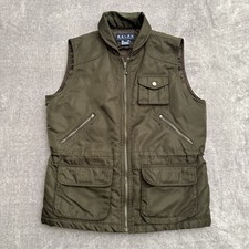 Ralph Lauren Padded Fishing Vest Large Brown Utility Cargo Shooting Fishing