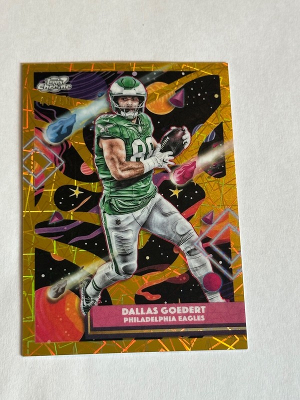 2025 Topps Cosmic Chrome Dallas Goedert Gold Interstellar Refractor #/50 Eagles