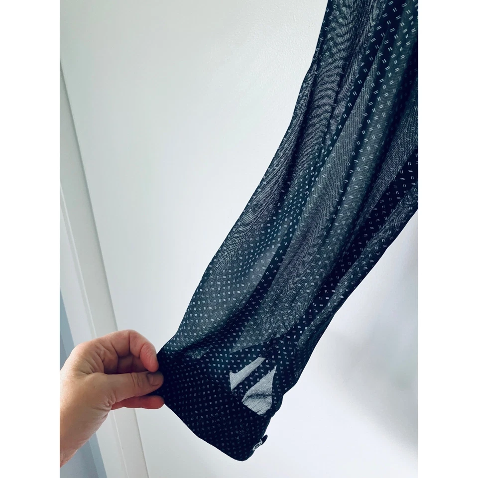 Vestido midi Ann Taylor azul marinho bolinhas manga transparente cintura amarrada tamanho 6 carreira - Imagem 4 de 4