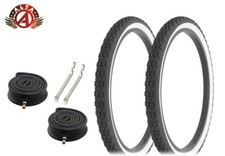 ALTA BICYCLE WIRE BEAD DURABLE TIRE 24 x 2.125 BLACK/WHITE ROUGH KNOBBY 6pc SET.