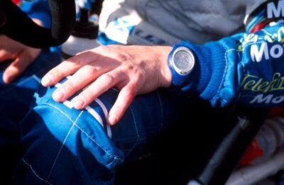 Colin McRae still showing the scars of earlier off-track excursio- 2002 Photo