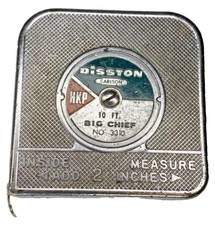 HK Porter Disston 10ft  BIG CHIEF 3310 pocket Tape Measure Inches Swivel tip VTG