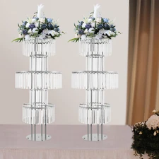 2Pcs Wedding Table Centerpieces 5-tier Crystal Flower Vase Stand Party Decor