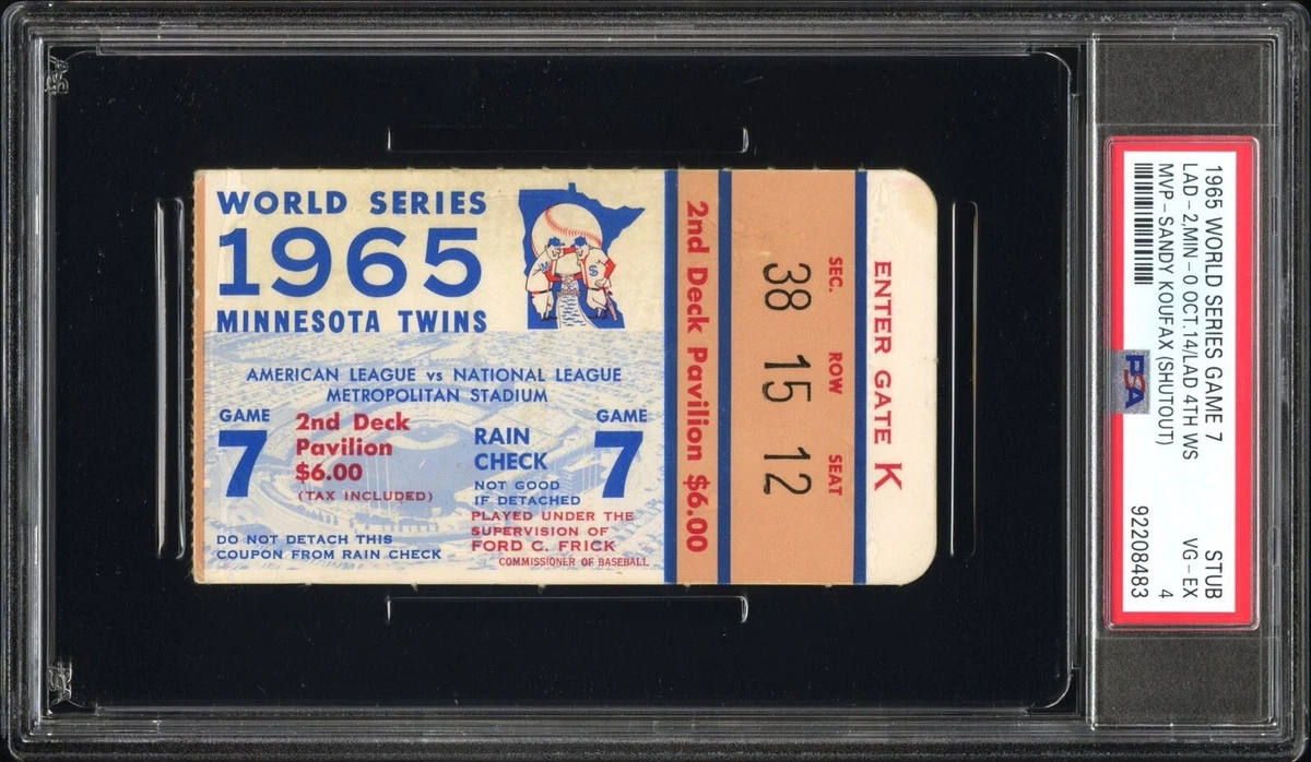 Sandy Koufax 1965 Vintage Sports Ticket Stubs for sale | eBay