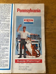 Vintage Exxon Pennsylvania 1974 Map Folded Paper Stamped Milesburg, PA
