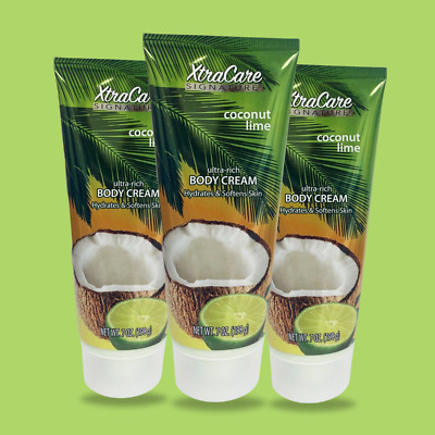 XtraCare Coconut Lime Body Cream, 7 fl oz   Hydrating & Softening (3-Pack)