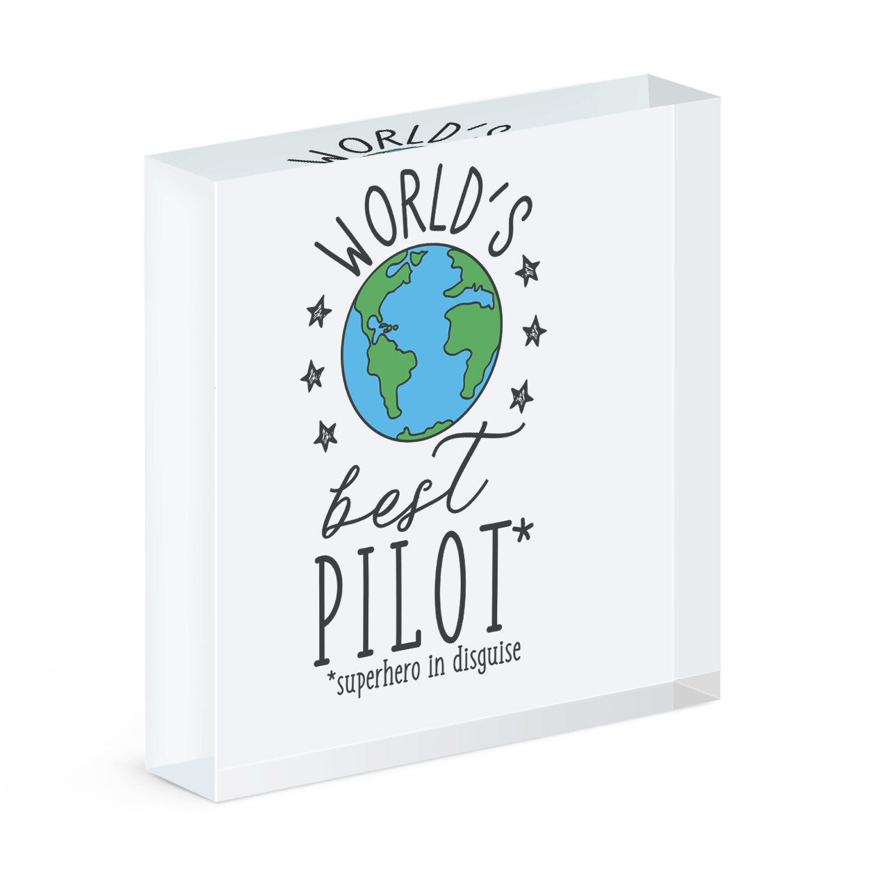 World's Best Pilot Acrylic Photo Block Frame Funny Joke Favourite Plane