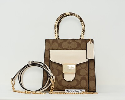 COACH PEPPER Mini Crossbody Signature Canvas Snakeskin Leather