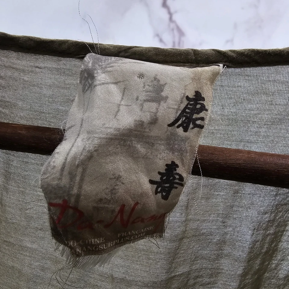 Camisa Da Nang Mujer XS Verde Blusa Ejército Oliva Bordada Cerradura Foto 3 de 4