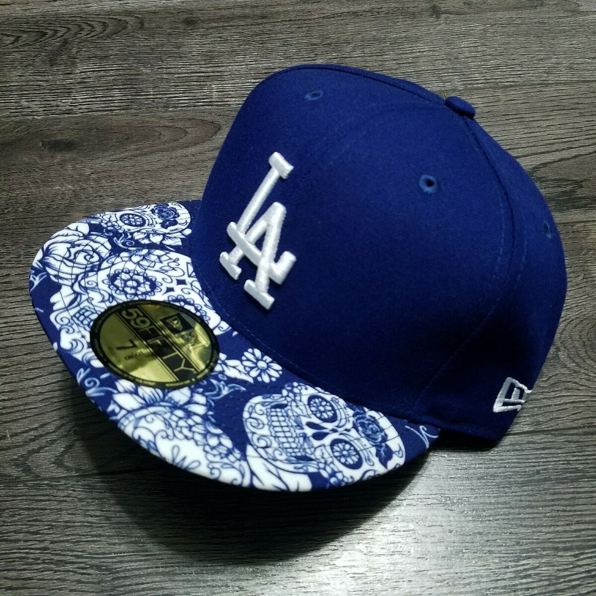 NEW ERA LA Dodgers 59Fifty Fitted Cap 7 5/8 Day of Dead Skull Dia de Muertos