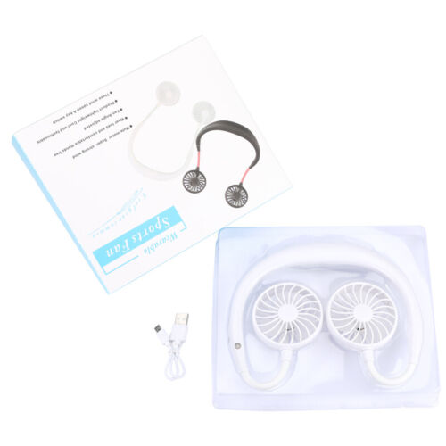 Portable USB Rechargeable Neckband Sport Fan Lazy Neck Hanging Dual Cooling Fan - Picture 31 of 32