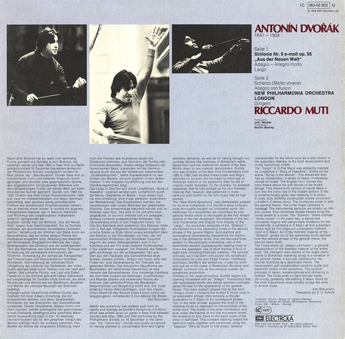 DVORAK Symphony 9 MUTI New PO EMI C063-2802 LP NM- 1976 Recording Quadrophonic - Picture 2 of 3