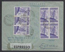 STORIA POSTALE REPUBBLICA 1947 Espresso da Rimini a Napoli (C5)