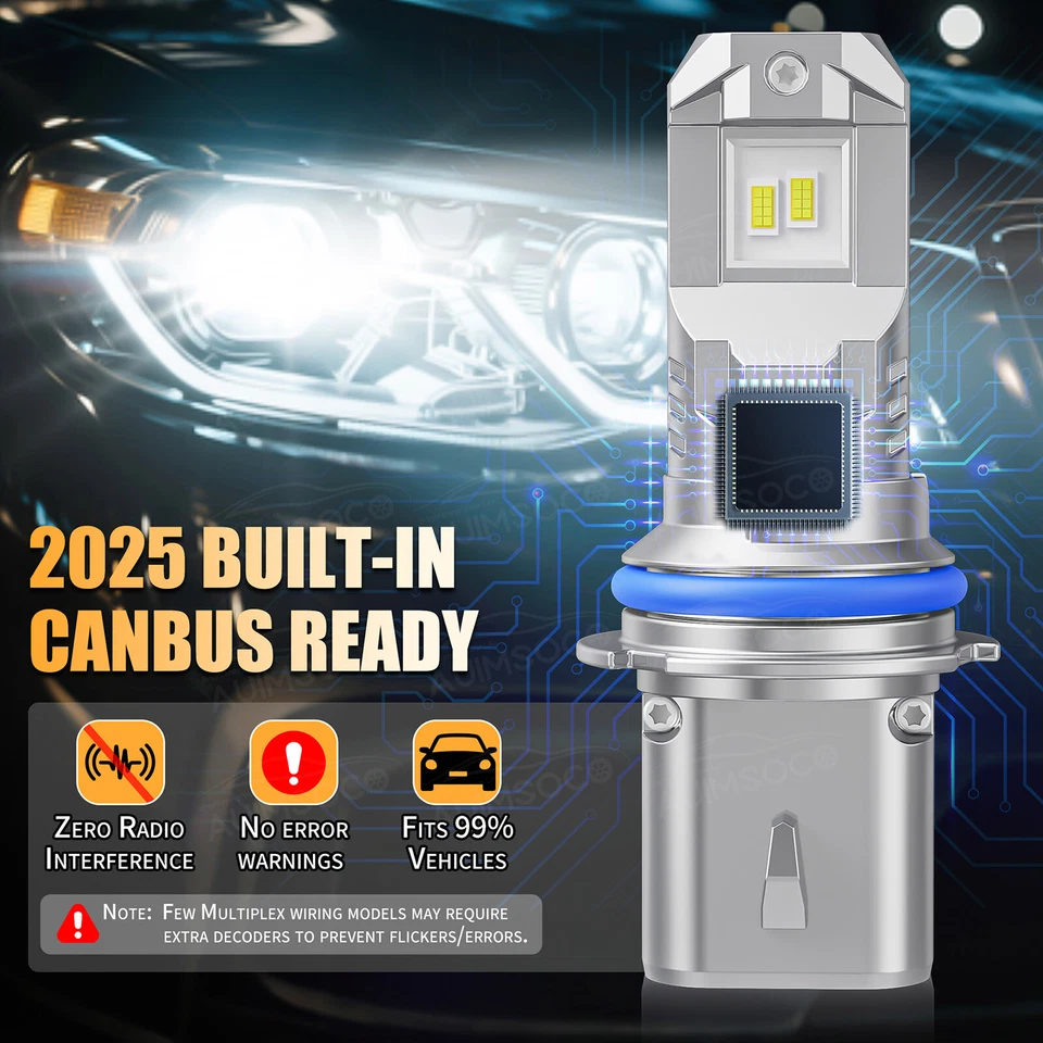 For Isuzu Amigo 1998-1999 2X 9004 LED Headlight High/Low Beam Bulbs 6000K White - Image 3 of 4