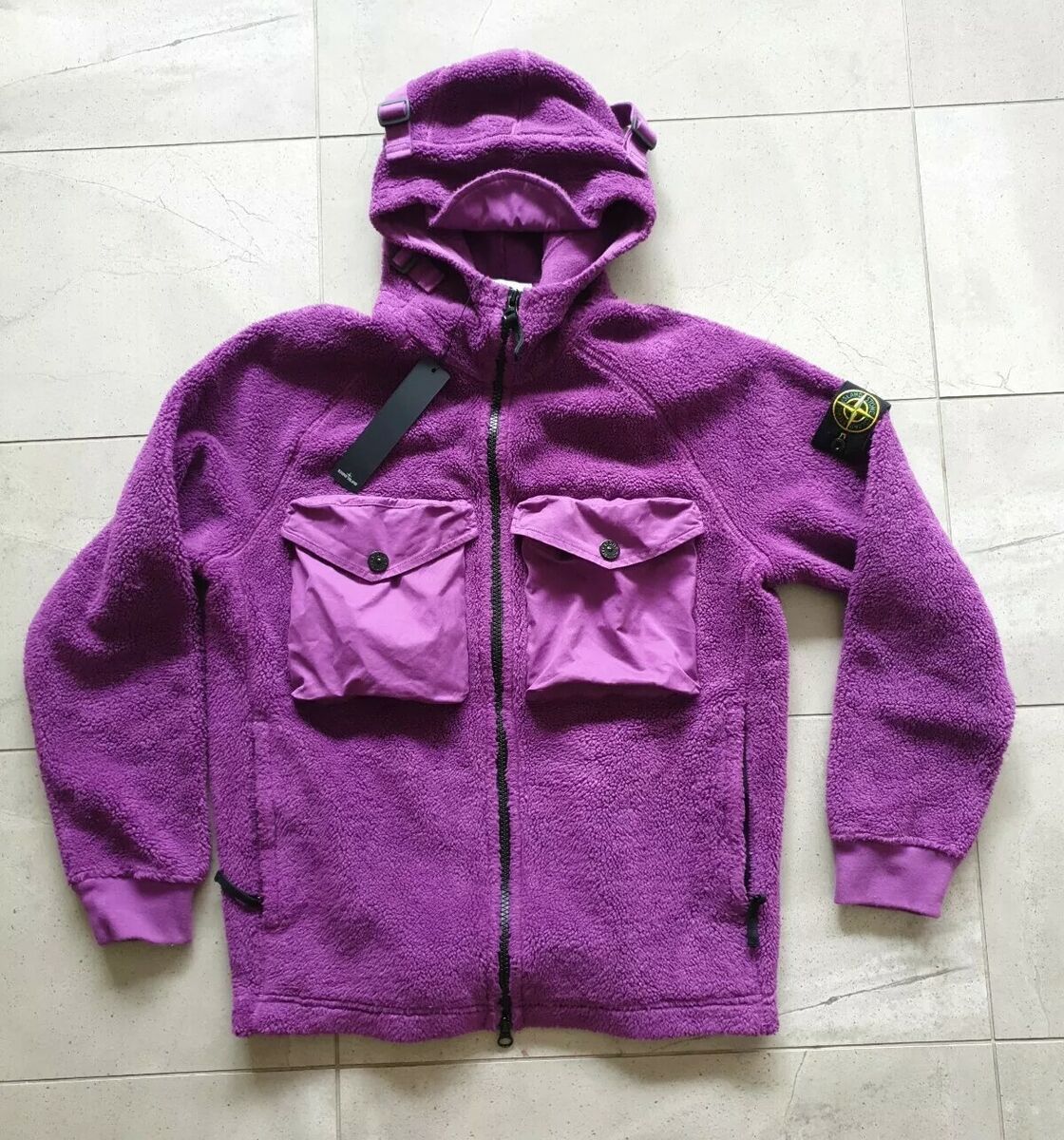Stone Island Cotton Fleece magenta pink black jacket L Stone Island Cotton Fleece magenta pink black jacket L