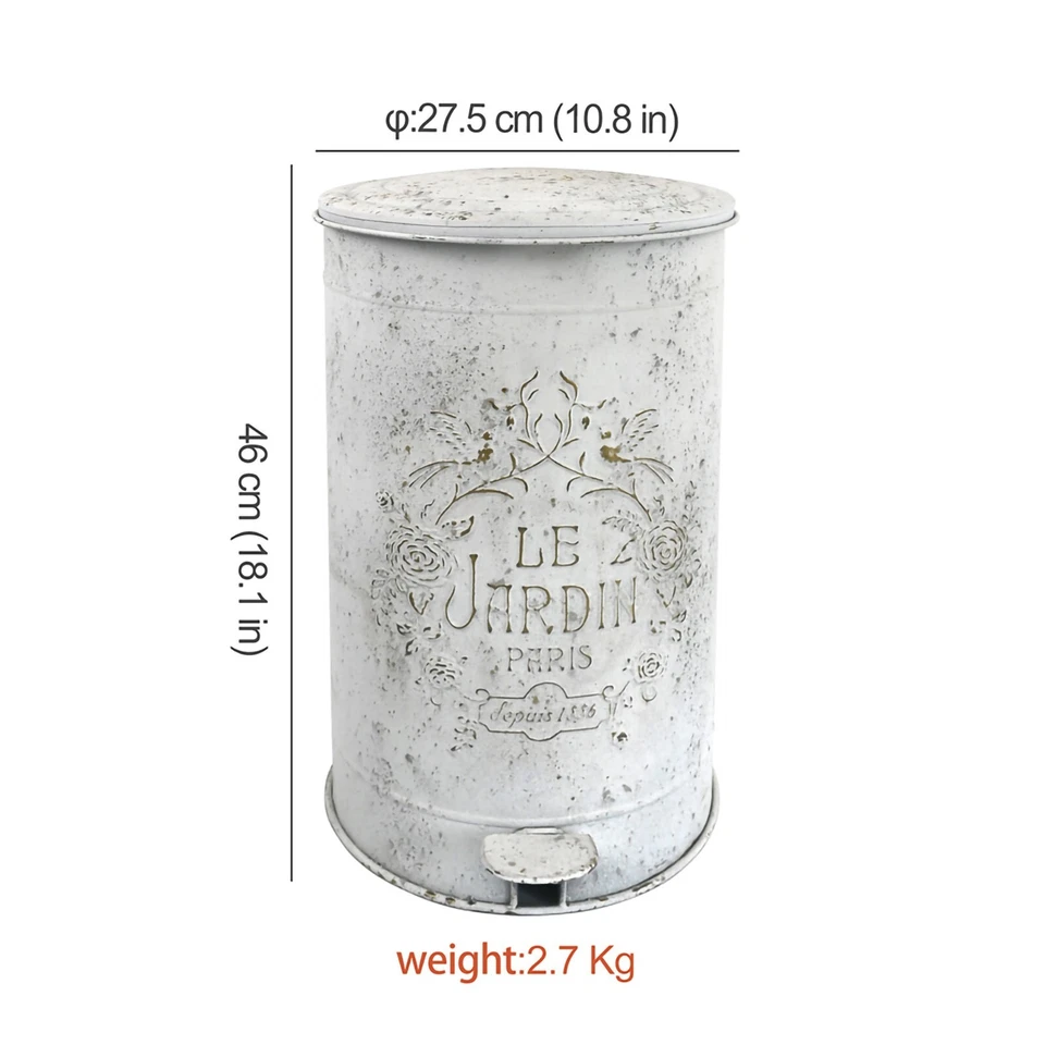 Vintage Step On Trash Can With Lid Garbage Can Waste Bin With  "Le Jardin" - Image 4 of 4