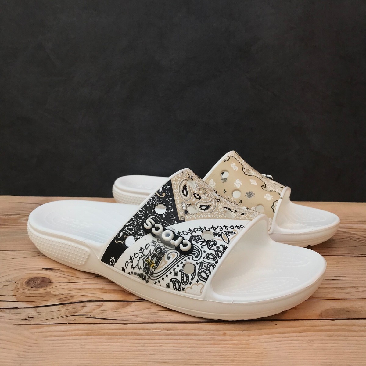 Classic Crocs Bandana Slide Classic Crocs Bandana slide w/ 2 crocs jibitz | Depop main image 4