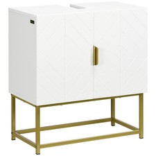 MOBILE BAGNO SOTTOLAVABO CON ARMADIETTO 2 ANTE 60X30X65 CM BIANCO E ORO