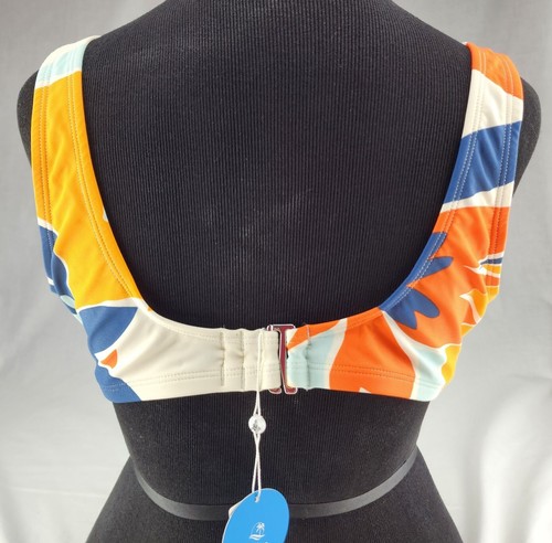 NWT CUPSHE Bikini Top 1X Padded Scoop Neck Orange Blue Red Floral Adjustable New - Picture 6 of 20