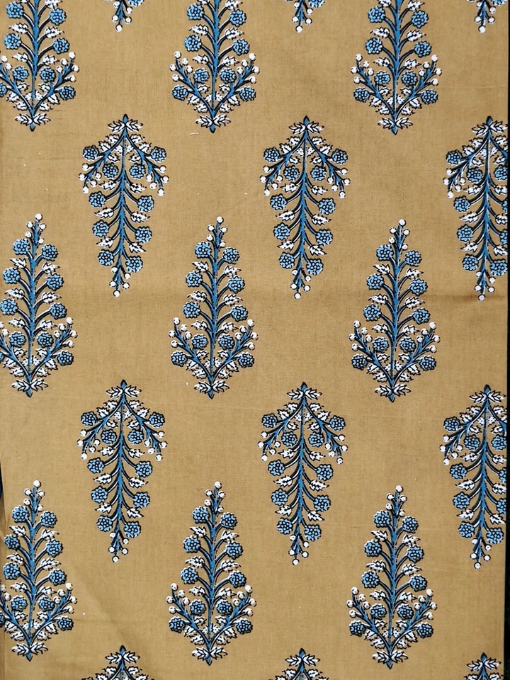 Indian Hand Block Print Tablecloth Kitchen Linen 100%Cotton Floral Hippie Decor - Image 3 of 3