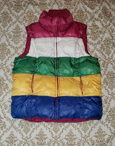 Women's Aeropostale Full Zipper Size M Puffer Vest Multicolored 90"s Style
