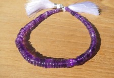 Purple Amethyst Smooth Wheel Gem Beads, Approx 4mm - 6mm, Strand Approx 8 1/2"