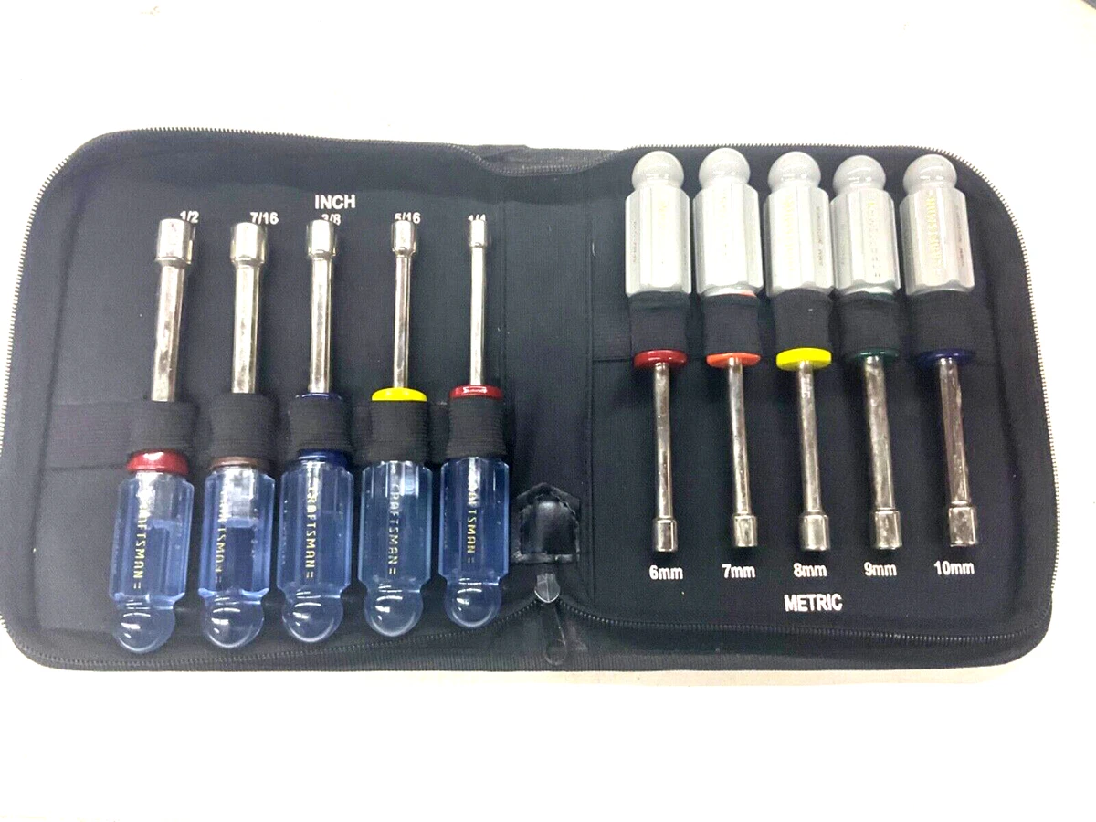 CRAFTSMAN TOOLS 10 pc. SAE METRIC NUT DRIVER SET 1 4 1 2 6mm 10mm