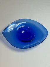 Blenko 955L Blue Console Bowl Read