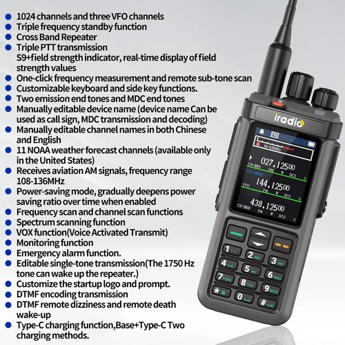 Walkie Talkie UV-98 PLUS 10W Repetidor de Banda Cruzada HF AM FM USB LSB CW CB SW MW LW - Imagen 2 de 23
