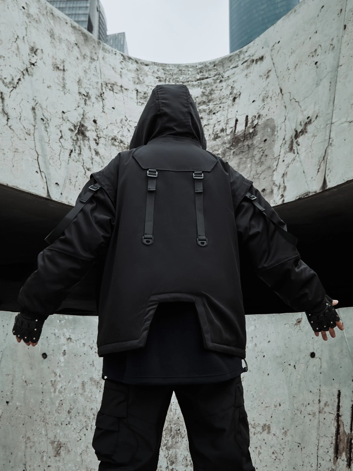 Niepce Japanese Streetwear Winter Parka Jacket with Strap Casual Techwear Coat image 11