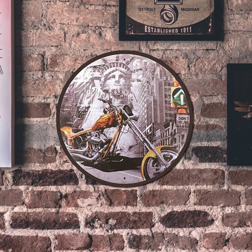Fuaensm Yang Tianyu - Placa redonda de metal con placa de metal para bar, pub cl - Imagen 5 de 9